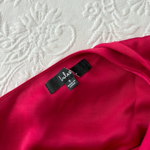 NWOT Lulus Mesmerizing Aura Red Satin One-Shoulder Tulip Maxi Dress Small - Picture 4 of 7